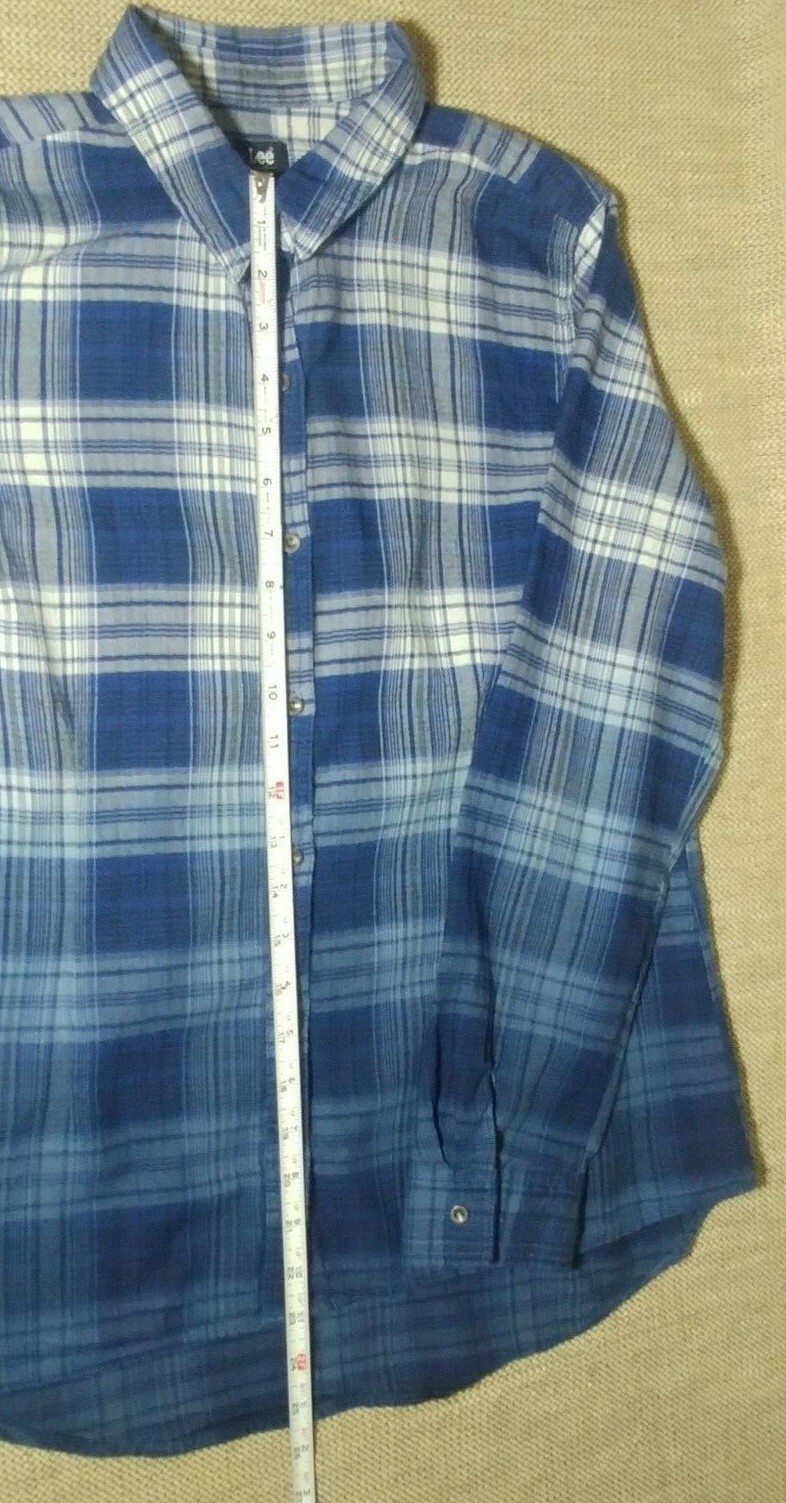 Lee Flannel Shirt Size M 100% Cotton Ombre Blue