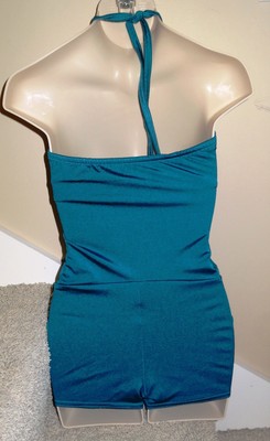 Dance Costume Kelle Jazz Lyrical Ballet 1 pc Shorts Teal Green Sz Large Child KH
