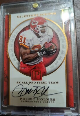 2017 Panini Pantheon PRIEST HOLMES Milestone Scripts Auto /3 -Kansas City Chiefs
