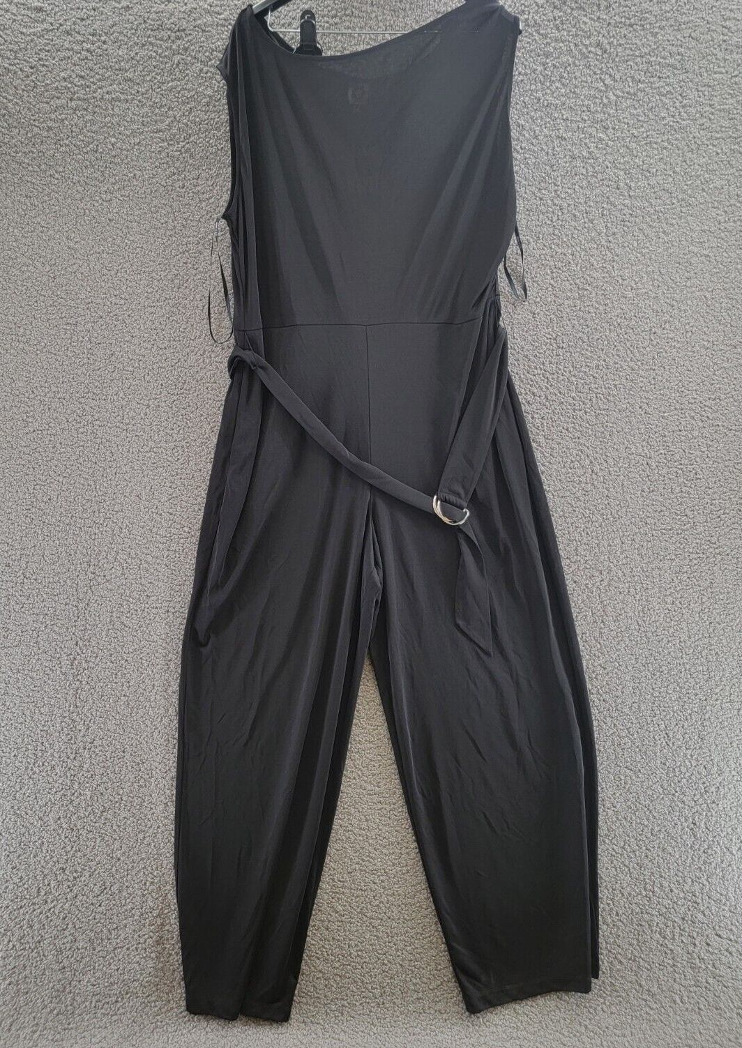 Anne Klein Plus Size Belted Pockets Wide-Leg Jumpsuit Women's 1X Black Back Zip - Picture 2 of 18