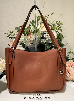 🤎🦋COACH Pebble Leather ALANA Tote/Shoulder Bag ~ Saddle Brown🤎 | eBay