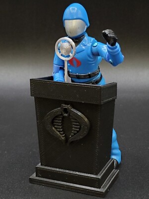 CUSTOM GI JOE COBRA COMMANDER PODIUM for 3.75'' FIGURE DIORAMA DISPLAY (B66)