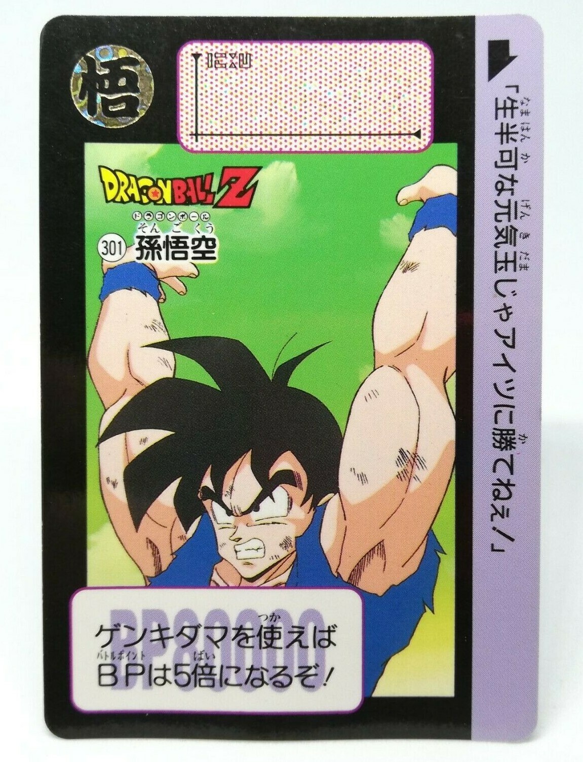 301 Son Goku Doragon Ball Z Card DASS BANDAI 1991 JAPAN