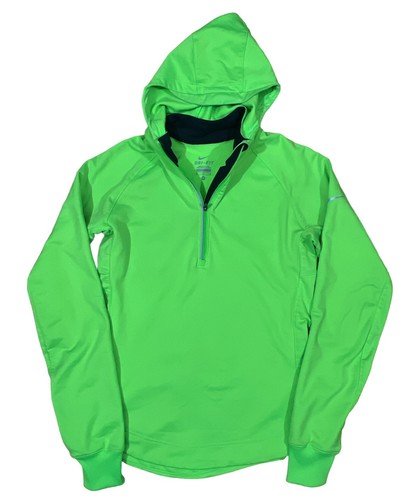 Nike Fleece Running Hoodie Dri Fit Neon Athletic Performance