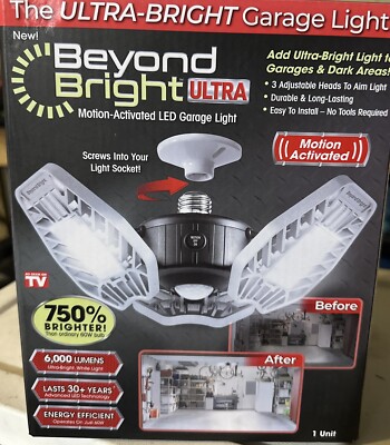 BEYOND BRIGHT 6000 Lumens LED Flush Mount Motion Activated Garage Light NEW 