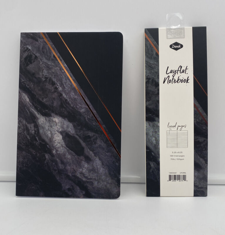 Denik Lay Flat Notebook “Obsidian” Design 144 Lined Pages 5.25x8.25 New!
