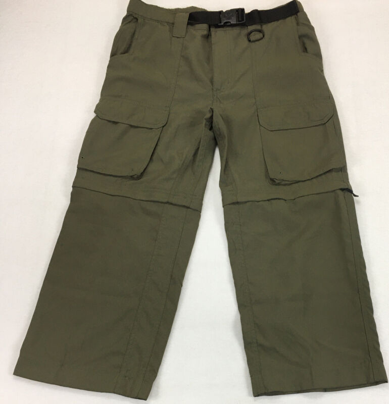 Boy Scouts Switchback Uniform Green Convertible Belted Pants Size Youth Large