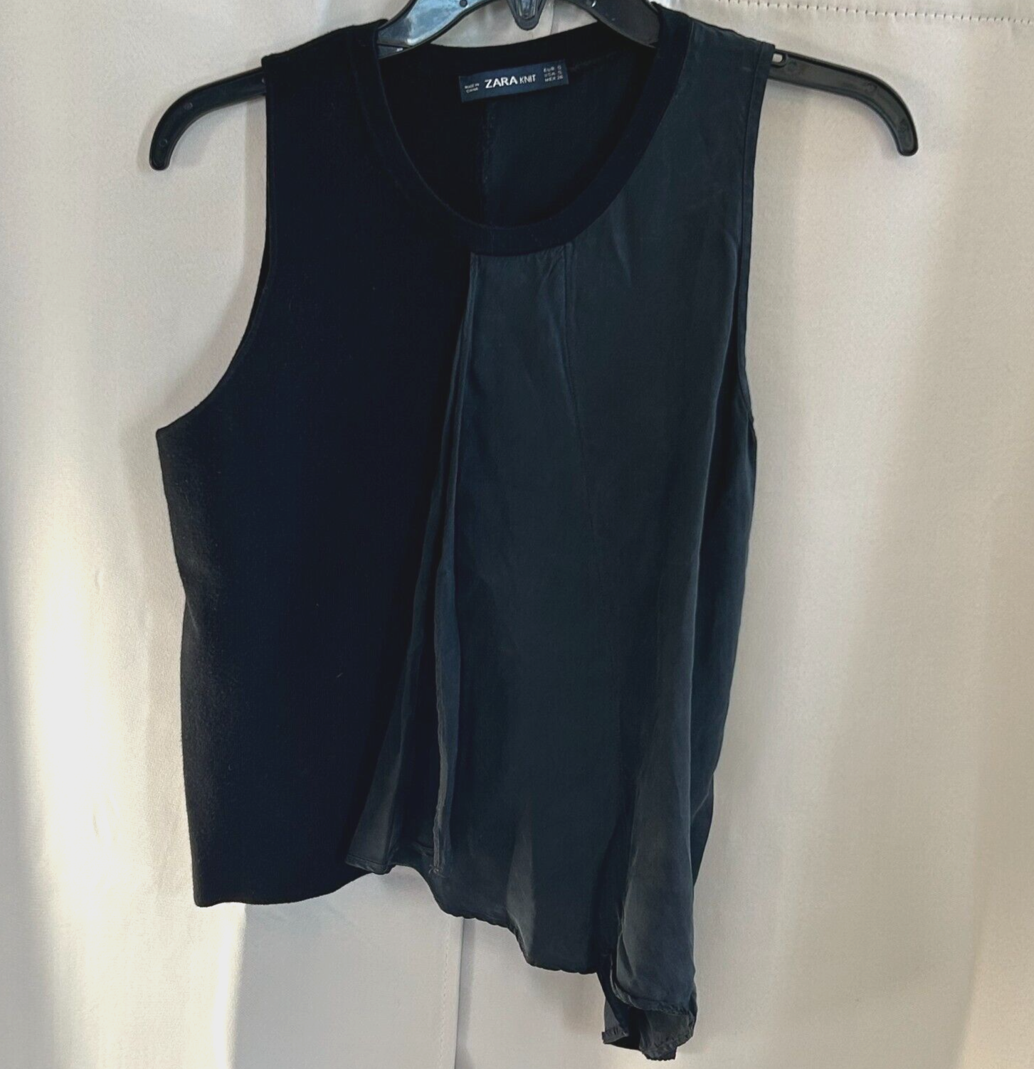 MAISON SPECIAL×ZARA stitch knit grunge Zara Knit Top Small Black Asymmetrical Mixed Media Gothic