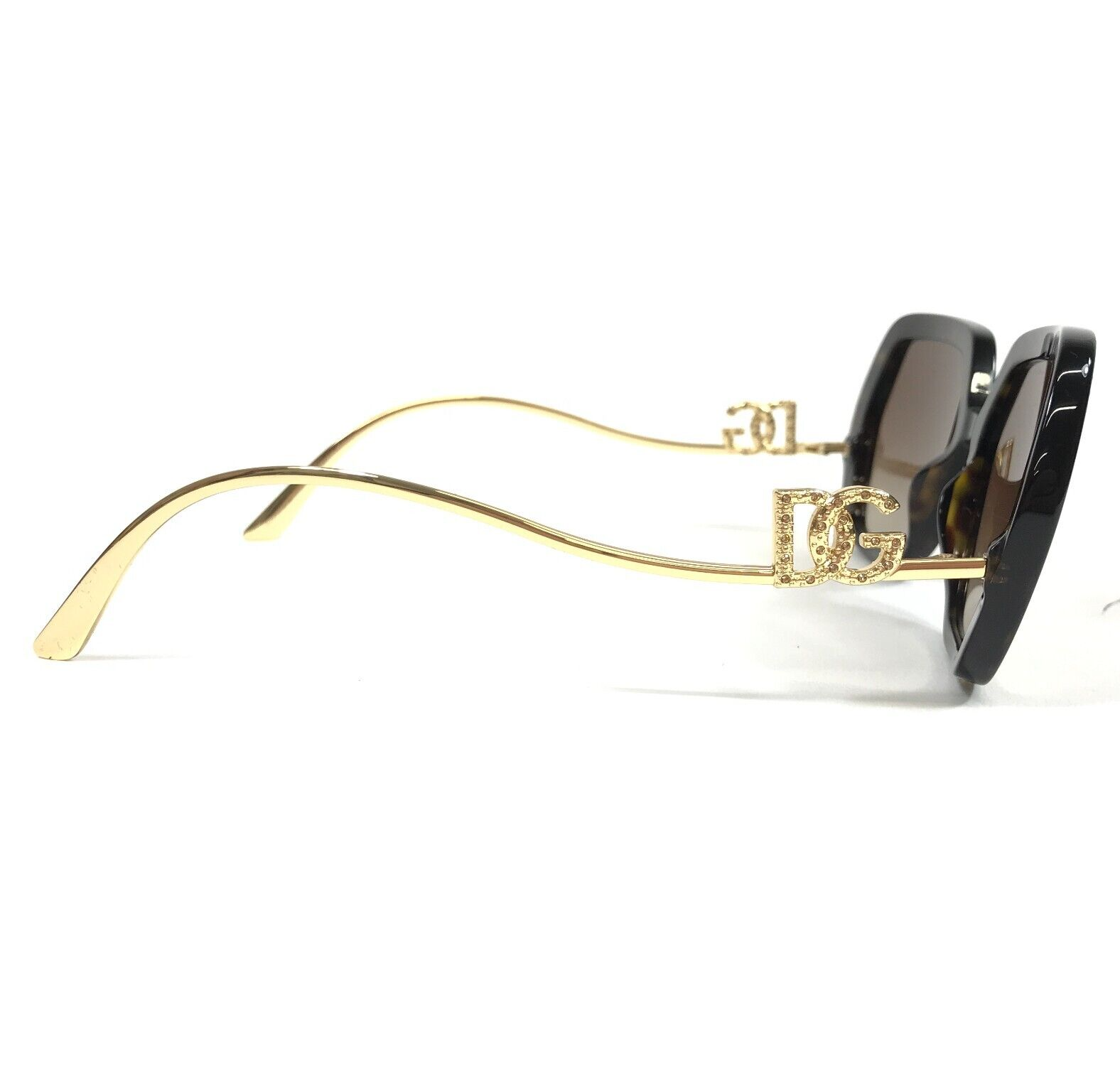 Pre-owned Dolce & Gabbana Sunglasses Dg4468-b 502/13 Gold Tortoise Octagon Crystal Frames In Brown