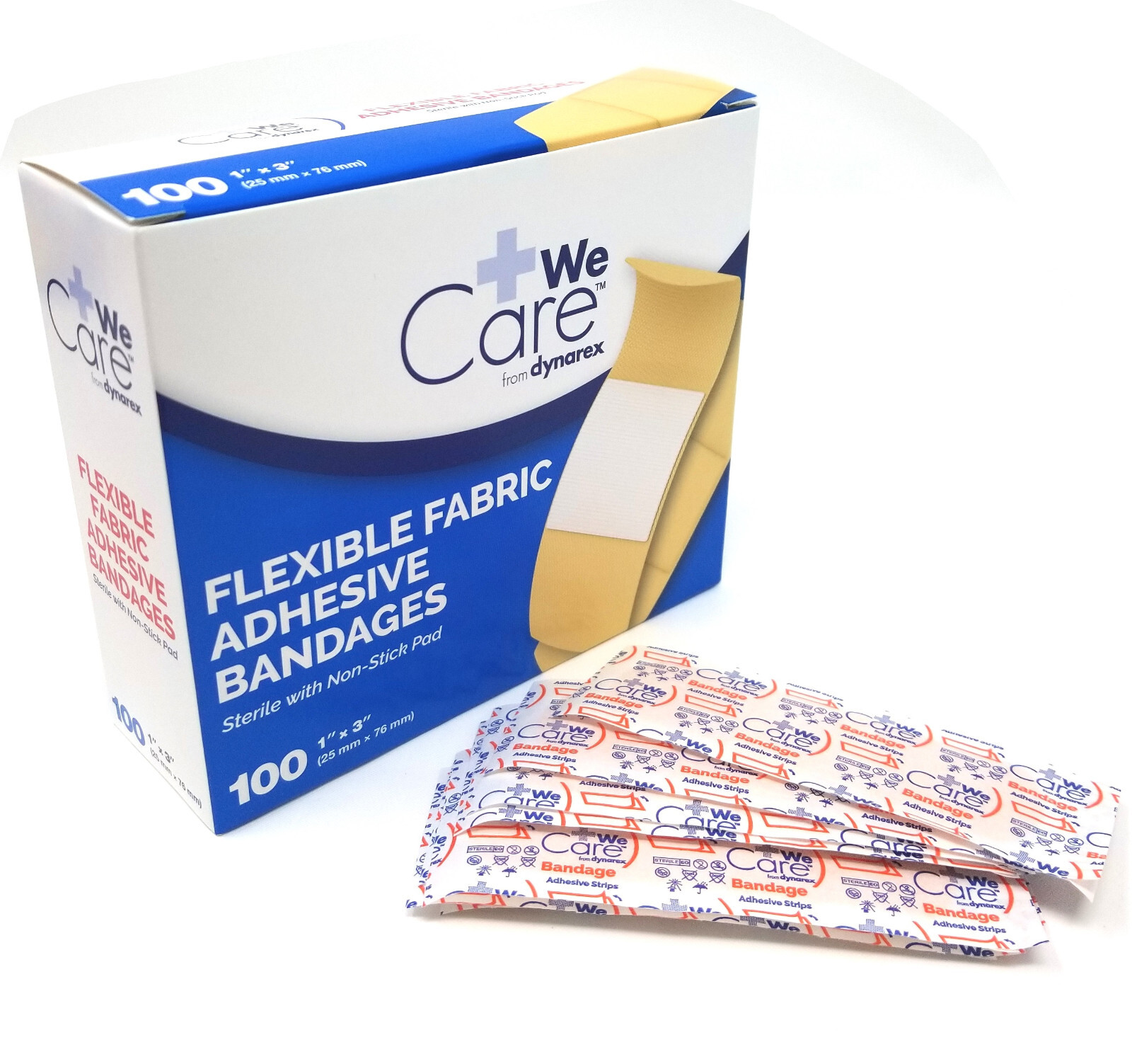 6 Pack Dynarex Sterile Fabric Bandages 1 X3 Latex Free 6 Boxes of 100 Band Aids