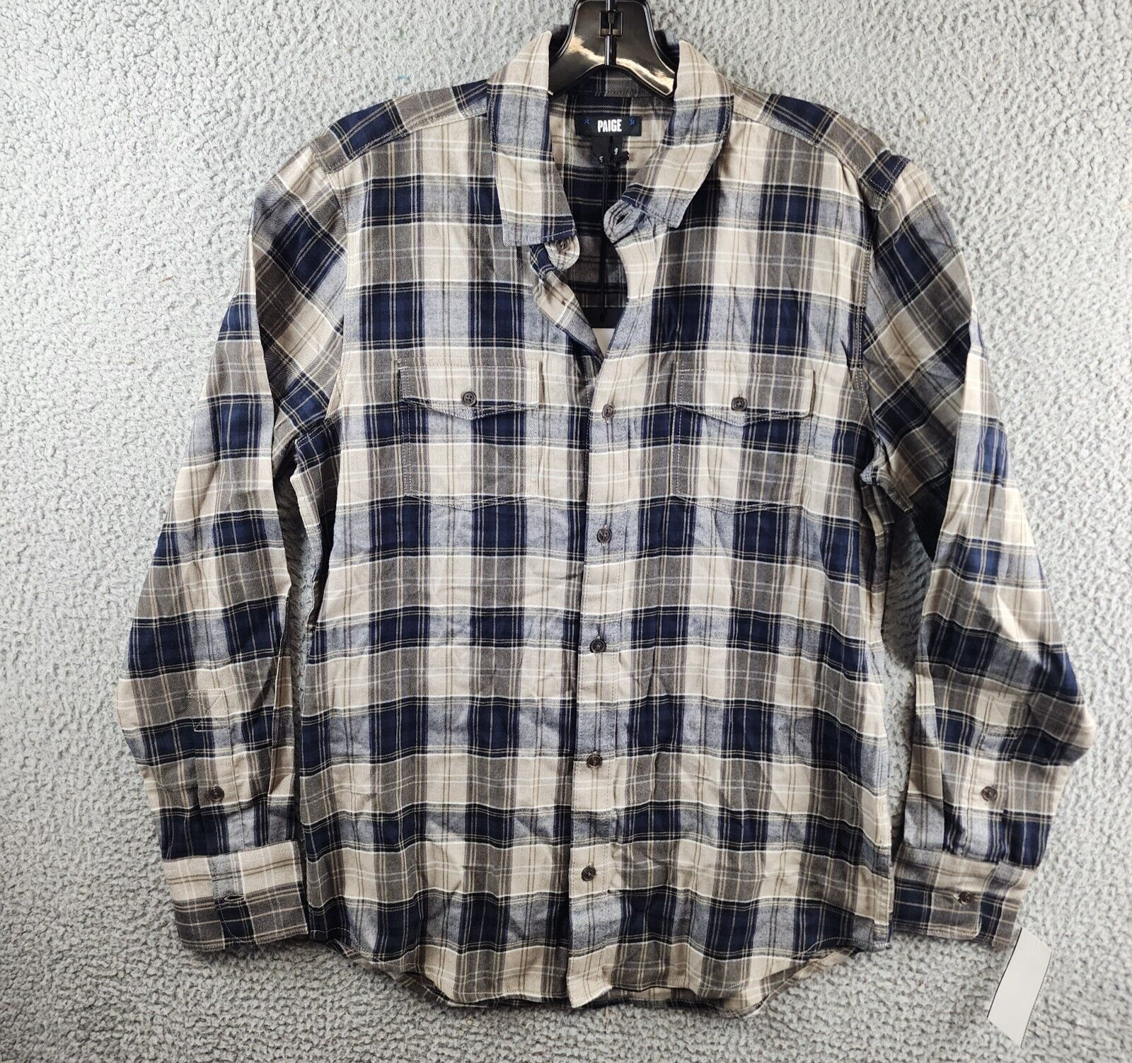 Paige Everett Plaid Flannel Button-up Shirt Men's Small Blackberry Storm - Picture 2 of 16