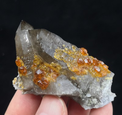 55mm 80g Spessartine Garnet on Smoky Quartz from Yunxiao Fujian China CMM2320732