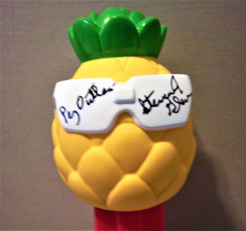 Pez Outlaw Signature on12 inch tall Pez Pineapple Bank new item opened to sign