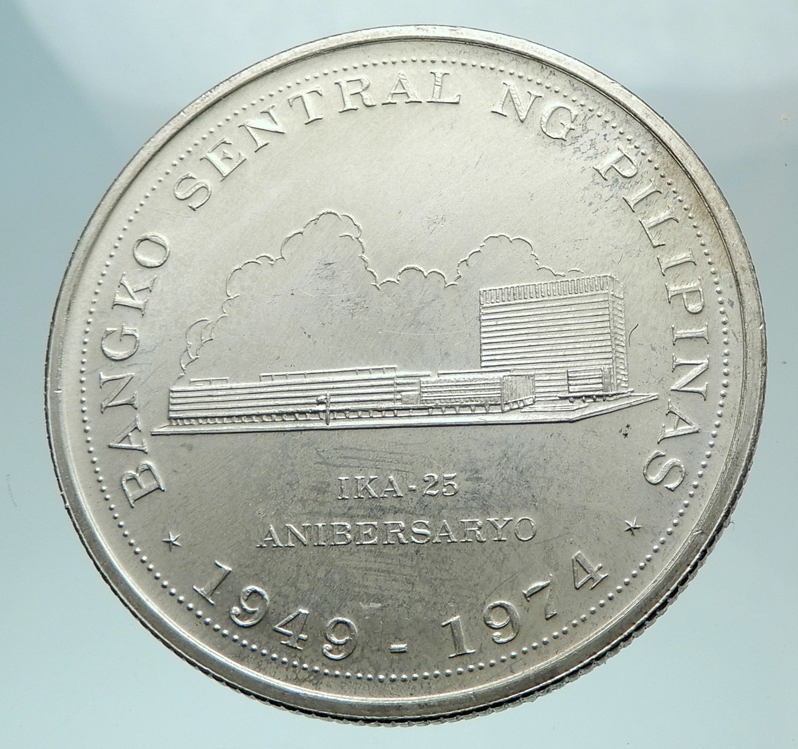 1974 PHILIPPINES Central Bank Anniversary Genuine Silver 25