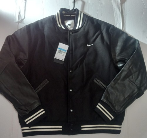 ジャケット・アウター Nike Authentic Varsity Leather Jacket Men's Nike Authentics Varsity Jacket Wool Leather Black