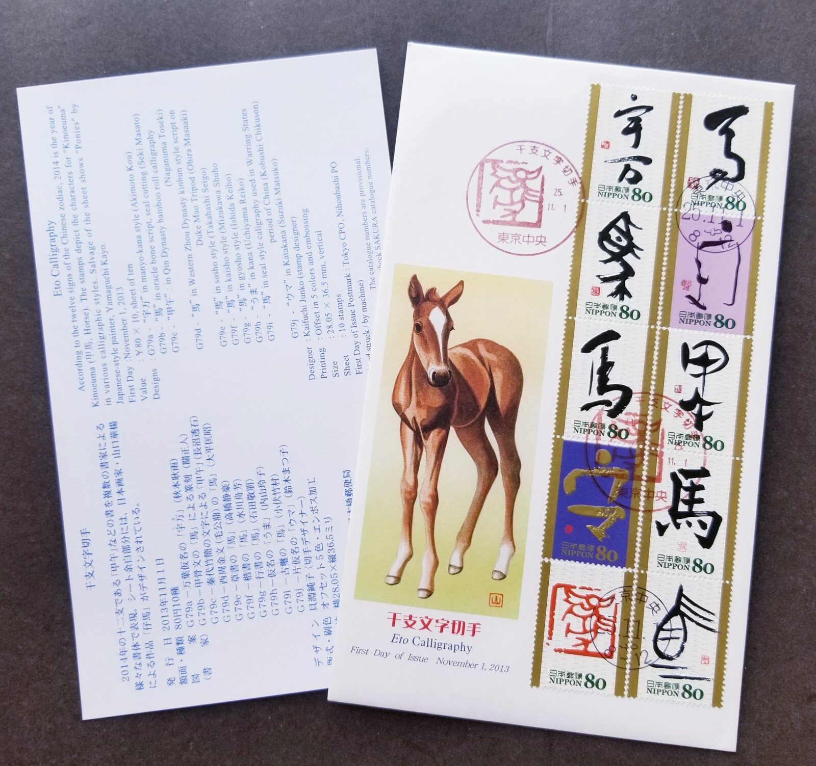 初日印2013年11月1日馬年賀干支文字切手初日カバー1枚 初日印2013年11月1日馬年賀干支文字切手初日カバー1枚