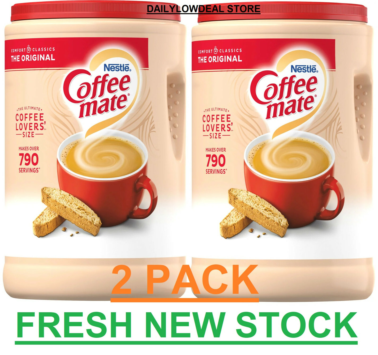 2 PACK - Nestle Coffee-mate Powder Original Non-Dairy Creamer Canister 56 oz