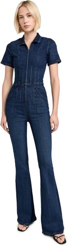 Pre-owned Free People Womens Jayde Flare Jumpsuit In Night Sky