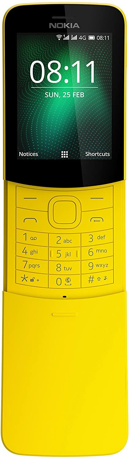 Nokia 8110 4G イエロー 海外sim使用可 Nokia 8110 4G (2018)TA-1059 Unlocked 4GB 512MB RAM Dual Sim
