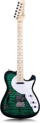 Electric Guitar Semi-Hollow Body Single F-Hole Printed Tele Style Guitar Full-Si