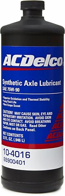 ACDelco 10-4016 SAE 75W-90 Synthetic Axle Lubricant - 32 oz., New  Free Shipping