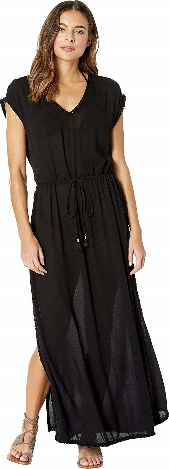 L*Space 162009 Women's Noveau Swimwear Cover-Up Dress Black Sz. Large