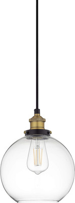 Linea di Liara Primo Large Black and Gold Glass Globe Pendant Light Fixture - Br