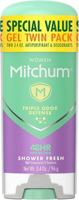 Mitchum Women's Deodorant,Antiperspirant Stick,Triple Odor Gel 3.4 Oz(Pack of 2)