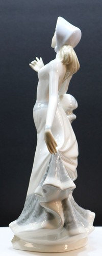 Castille Porcelain Figurine Of Female Standing Next To A Post 11.25" tall, Spain