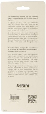 Safari Dog De Matting Comb One Size Dogs Detangler Grooming Brushes Comfort Grip