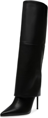 Pre-owned Steve Madden Women's Smith Knee High Boot In Black Leather