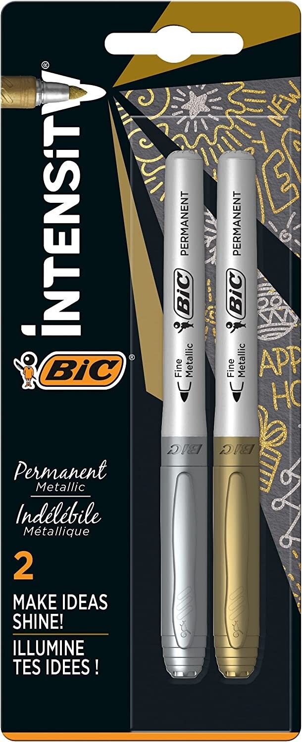 BIC Marking Permanent Marker with Medium Tip - Assorted Intense Colours, Pack of 5