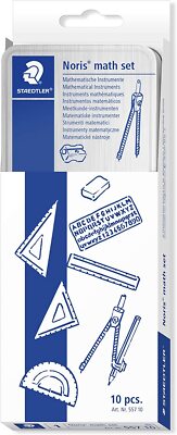 Staedtler Noris Maths Set 557 10   10-Piece Tin Geometry Kit