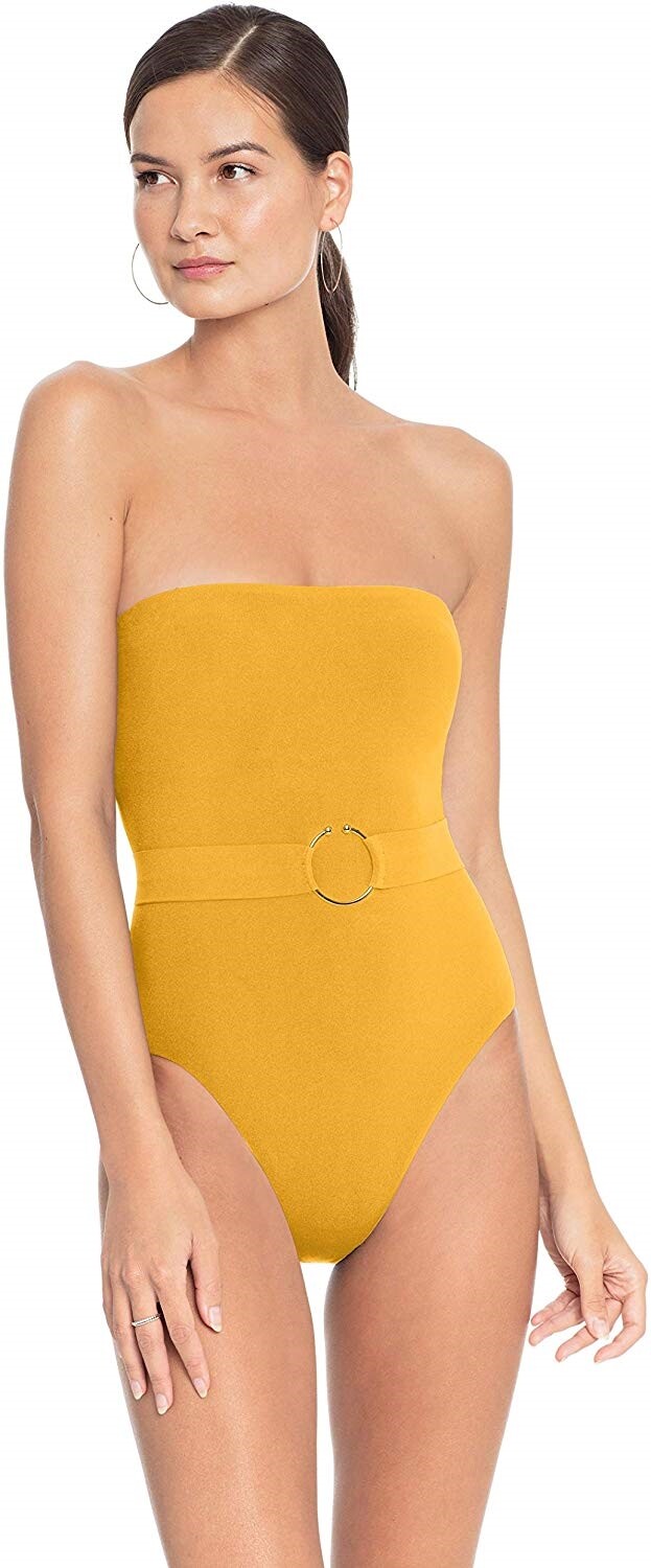 Robin Piccone 168989 Womens Luca Bandeau One Piece Swimsuit Mustard Size 10