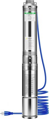 1HP 4'' Deep Well Submersible Pump Stainless Steel 8-Impeller 33GPM 207ft 230V