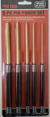 5 PC PIN PUNCH SET BRASS PLATED GUNSMITH