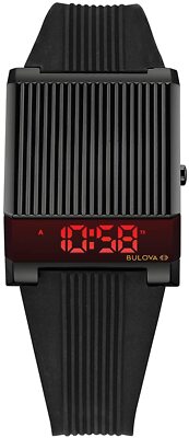 Pre-owned Bulova Computron Digital Black Men's Wrist Watch 98c135 Quartz Led 31mm From Jp