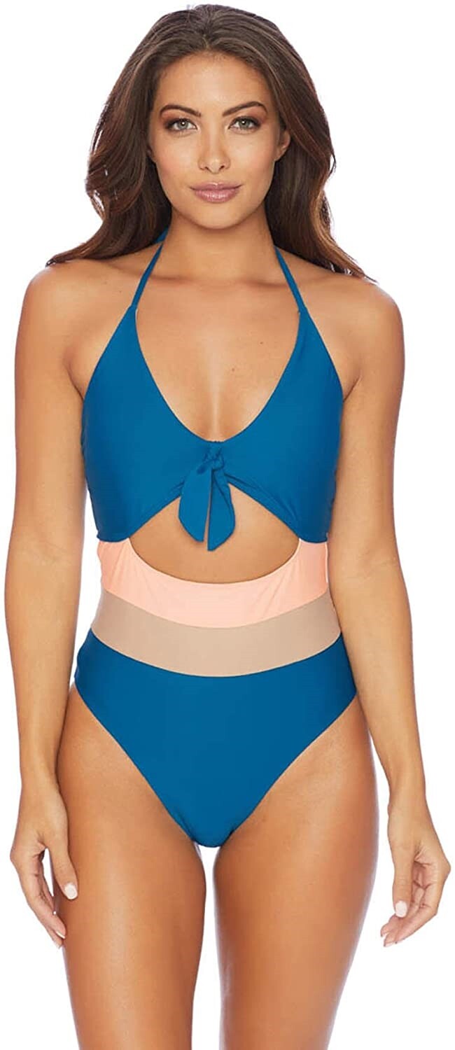 Ella Moss 261064 Women Neopolitan Halter One Piece Swimsuit Size X-Small