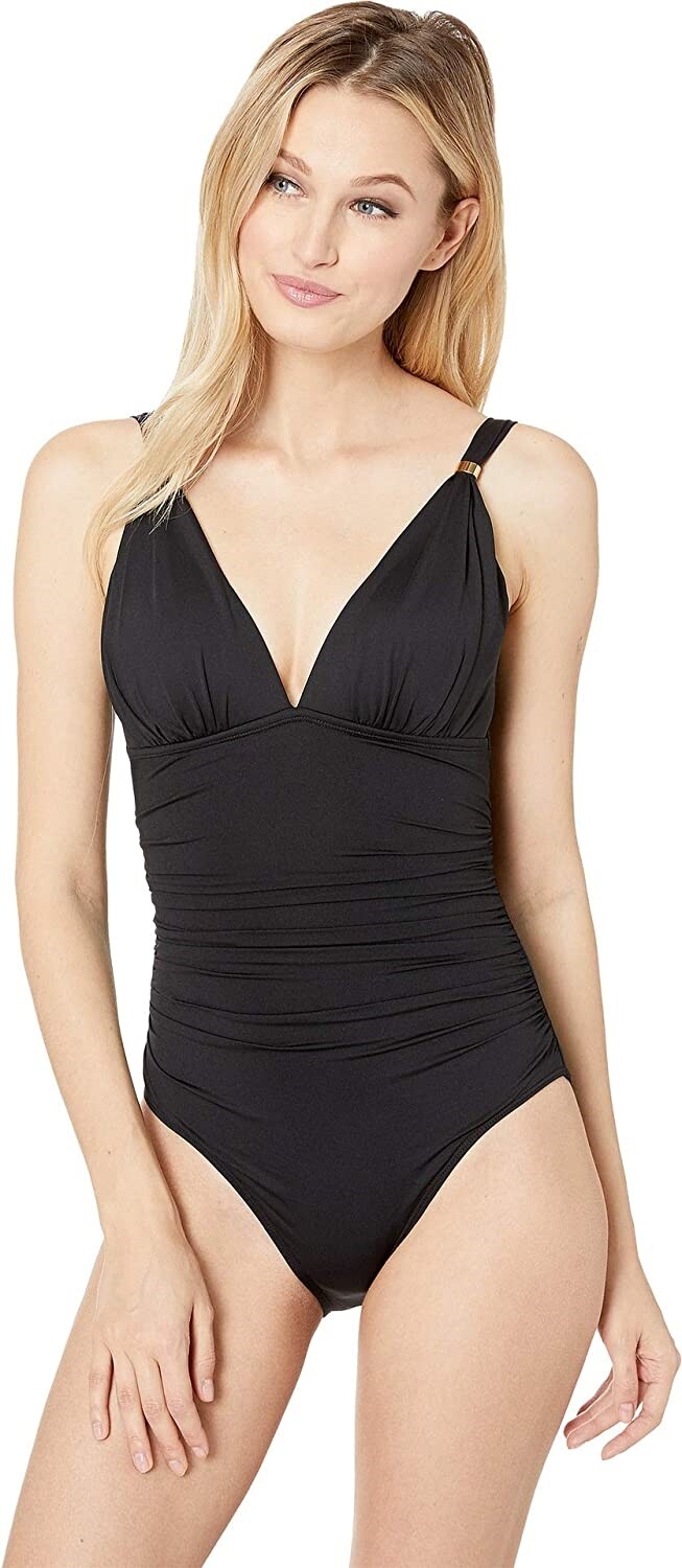 LAUREN RALPH LAUREN Women's 236126 Over The Shoulder One-Piece Swimsuit Size 4
