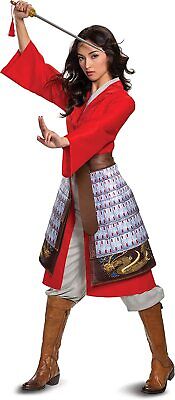 Mulan Hero Red Dress Deluxe Disney Movie Fancy Dress Halloween Adult Costume