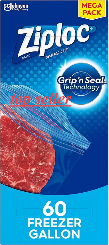 New Freezer Bags Gallon 60 ct Zip Lock Plastic Travel Slider