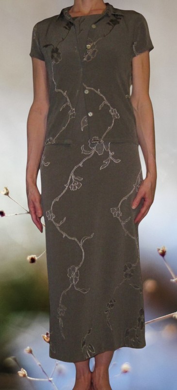 Tailleur Robe/Veste Gris Vintage Caroll 36