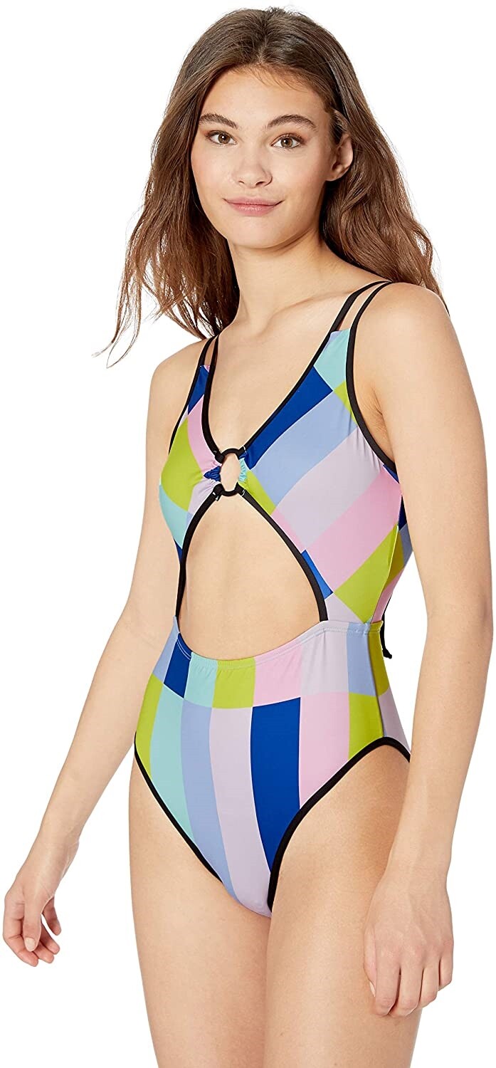 Bikini Lab Women's 243662 Multi High Leg Cut Out One Piece Swimsuit Size L