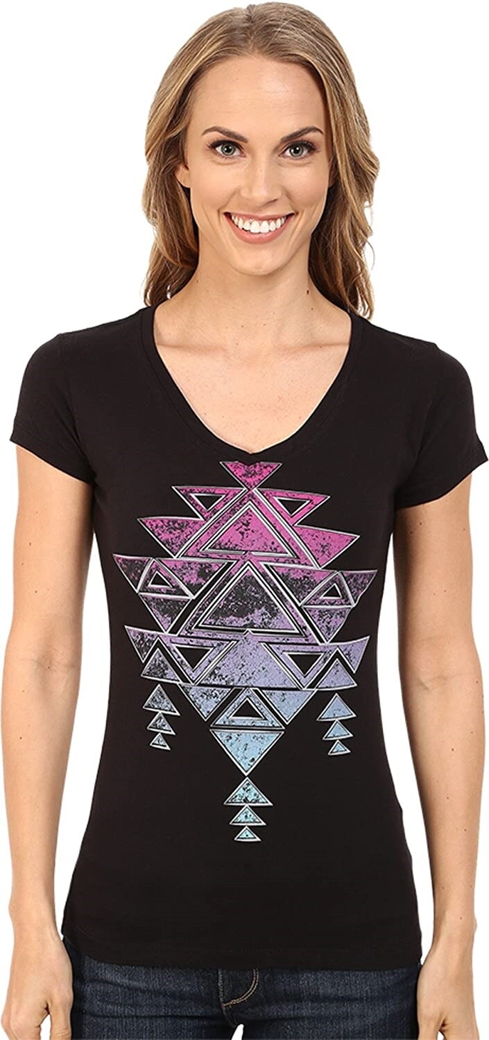 Cruel 240020 Womens Short Sleeve V-Neck Casual T-Shirt Black Size Large