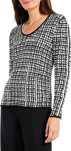 Pre-owned Zoe Nic+ Women's Checked Off Sweater In Black Multi