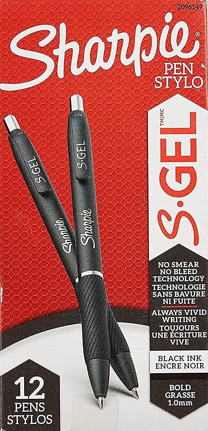 Sharpie S-Gel, Gel Pens, Bold Point (1.0mm), 12 Count (Pack of 1), 2096136 Black Sharpie S-Gel, Gel Pens, Bold Point (1.0mm), 12 Count (Pack of 1), 2096136 Black