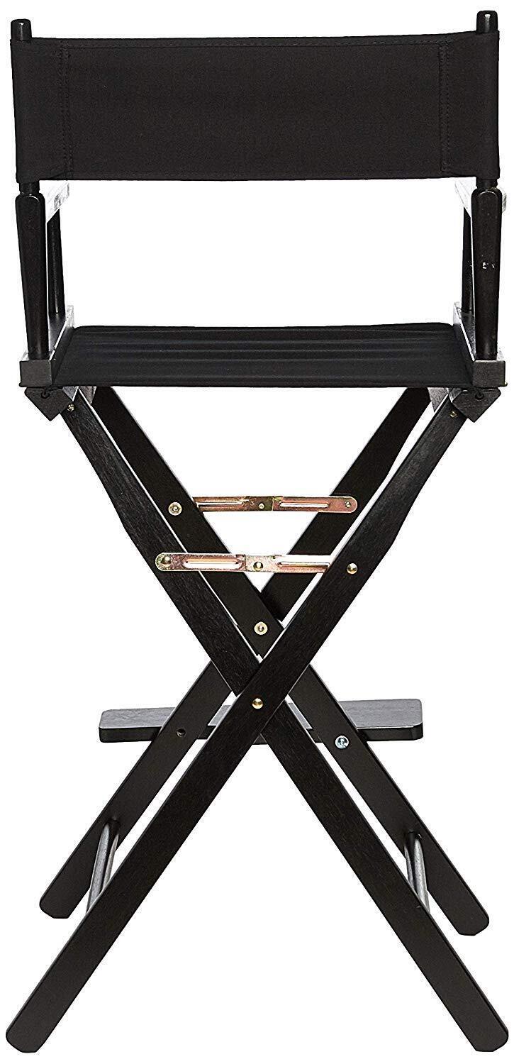 Classic 18" Director's Chair Black Frame-Black Canvas Foldable Built-in Armrests