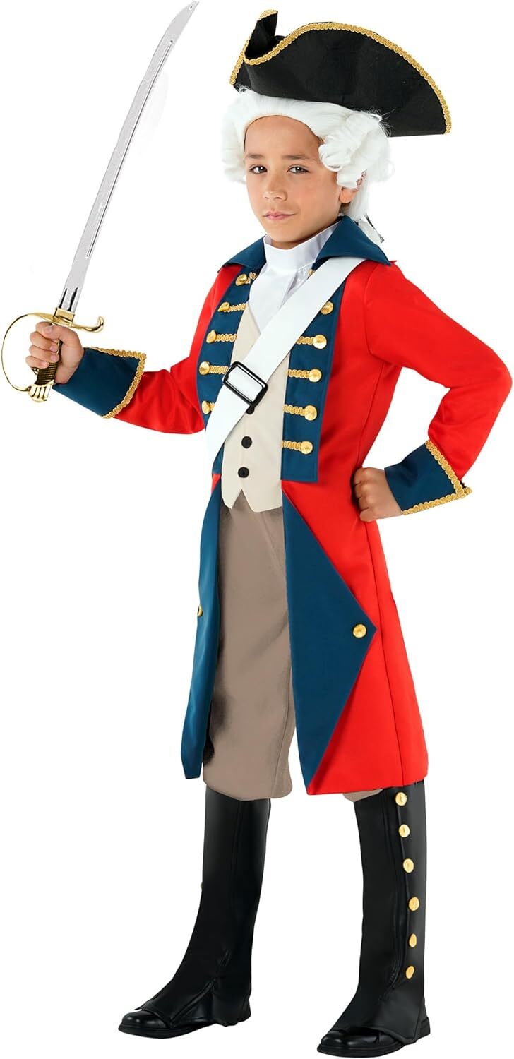 Boys Revolutionary War Soldier Costume Kids Colonial British Red Coat Outfit Boys Revolutionary War Soldier Costume Kids Colonial British Red Coat Outfit