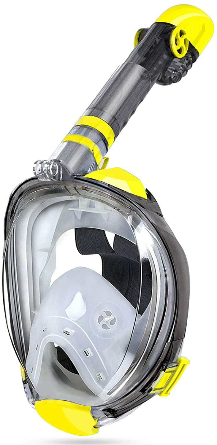 Full Face Snorkel Mask Camera Mount Panoramic 180° View