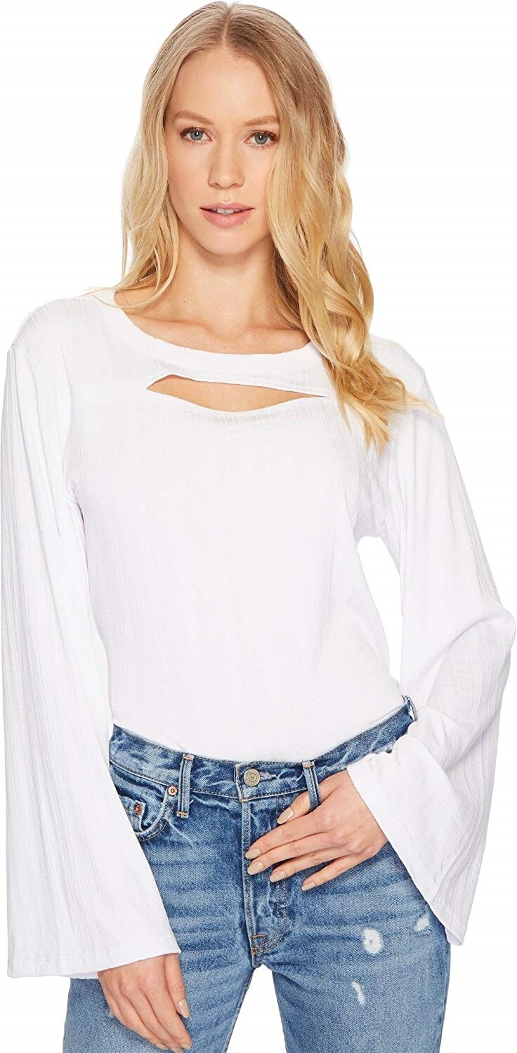 LNA 171178 Womens Cetli Casual Long Sleeve Blouse Solid White Size X-Small